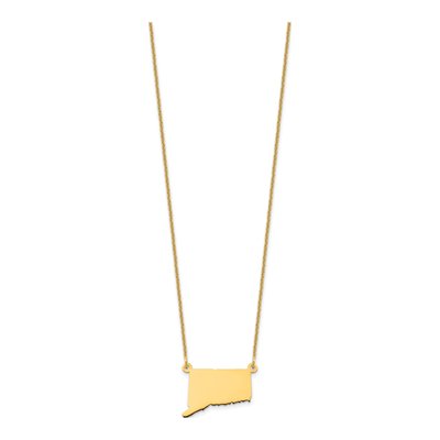 14K Yellow Gold Connecticut State Pendant Necklace – view 2