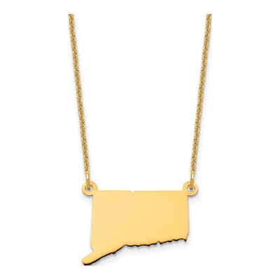 14K Yellow Gold Connecticut State Pendant Necklace