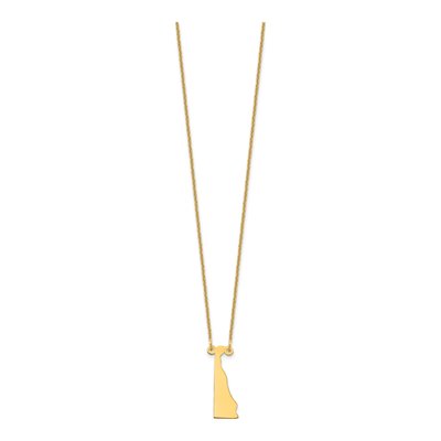 14K Yellow Gold Delaware State Pendant Necklace – view 2