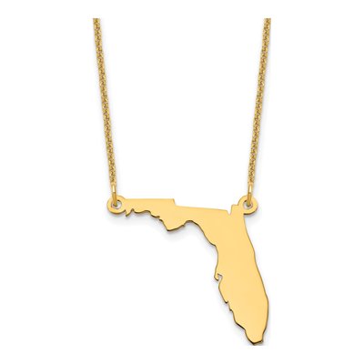 14K Yellow Gold Florida State Pendant Necklace