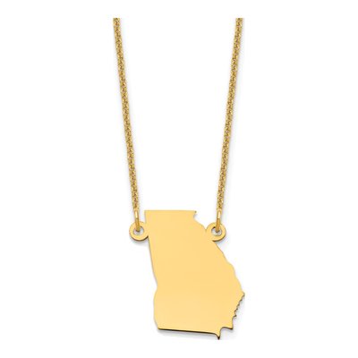 14K Yellow Gold Georgia State Pendant Necklace