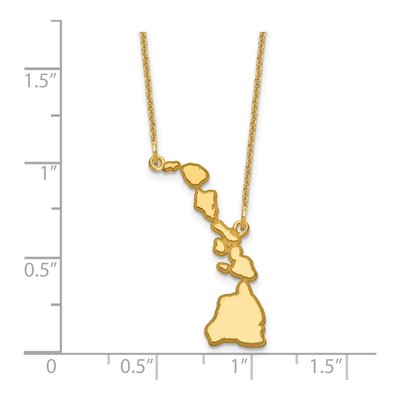 14K Yellow Gold Hawaii State Pendant Necklace – view 3