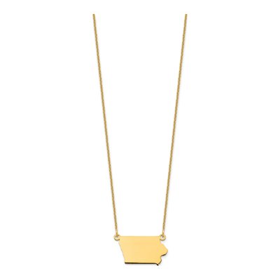 14K Yellow Gold Iowa State Pendant Necklace – view 2