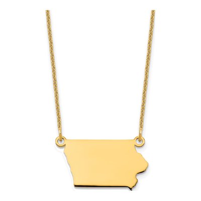 14K Yellow Gold Iowa State Pendant Necklace