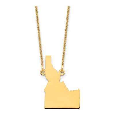 14K Yellow Gold Idaho State Pendant Necklace