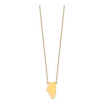 14K Yellow Gold Illinois State Pendant Necklace – view 2