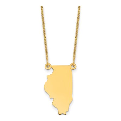 14K Yellow Gold Illinois State Pendant Necklace
