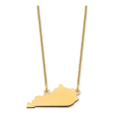 14K Yellow Gold Kentucky State Pendant Necklace