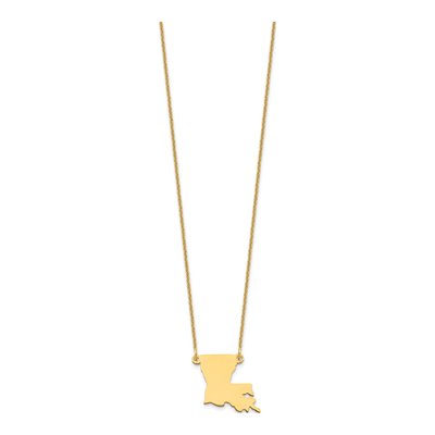 14K Yellow Gold Louisiana State Pendant Necklace – view 2