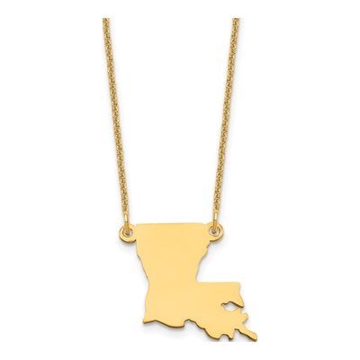 14K Yellow Gold Louisiana State Pendant Necklace