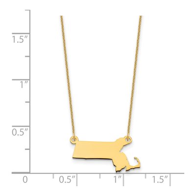 14K Yellow Gold Massachusetts State Pendant Necklace – view 3