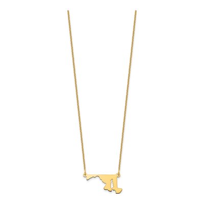 14K Yellow Gold Maryland State Pendant Necklace – view 2
