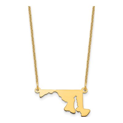 14K Yellow Gold Maryland State Pendant Necklace
