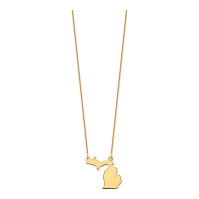 14K Yellow Gold Michigan State Pendant Necklace – view 2