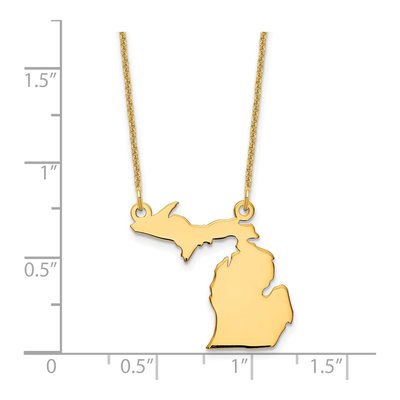 14K Yellow Gold Michigan State Pendant Necklace – view 3