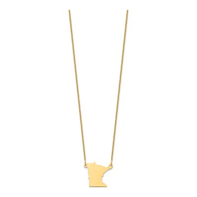 14K Yellow Gold Minnesota State Pendant Necklace – view 2