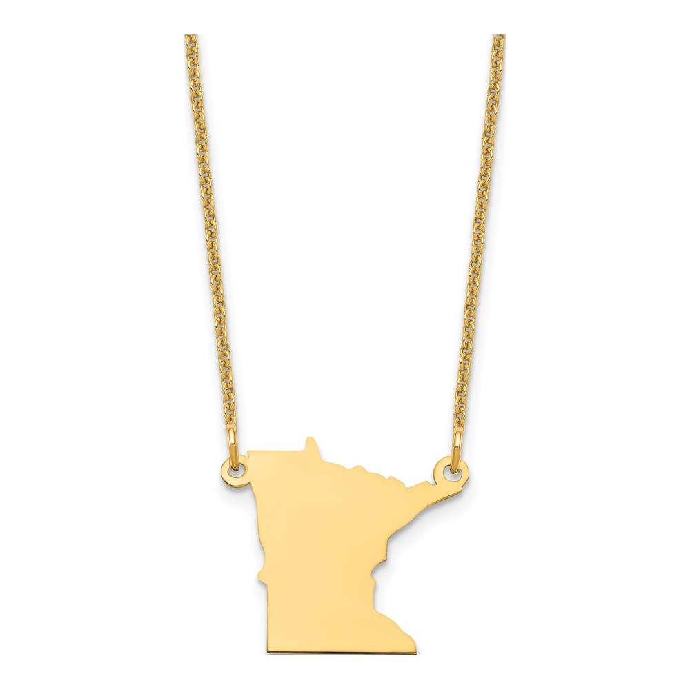 14K Yellow Gold Minnesota State Pendant Necklace
