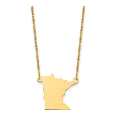 14K Yellow Gold Minnesota State Pendant Necklace
