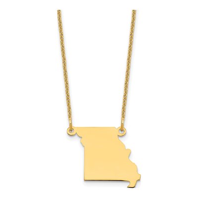 14K Yellow Gold Missouri State Pendant Necklace