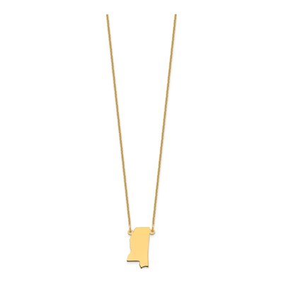 14K Yellow Gold Mississippi State Pendant Necklace – view 2