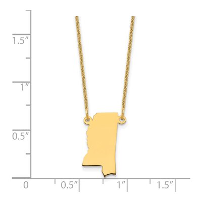 14K Yellow Gold Mississippi State Pendant Necklace – view 3