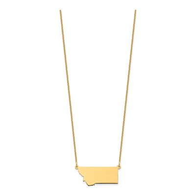 14K Yellow Gold Montana State Pendant Necklace – view 2