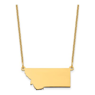 14K Yellow Gold Montana State Pendant Necklace