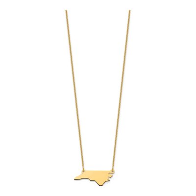 14K Yellow Gold North Carolina State Pendant Necklace – view 2