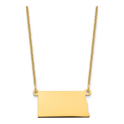 14K Yellow Gold North Dakota State Pendant Necklace