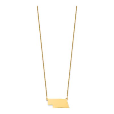 14K Yellow Gold Nebraska State Pendant Necklace – view 2