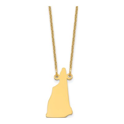 14K Yellow Gold Hampshire State Pendant Necklace