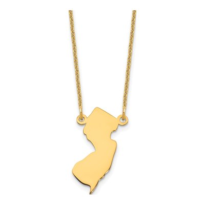 14K Yellow Gold Jersey State Pendant Necklace