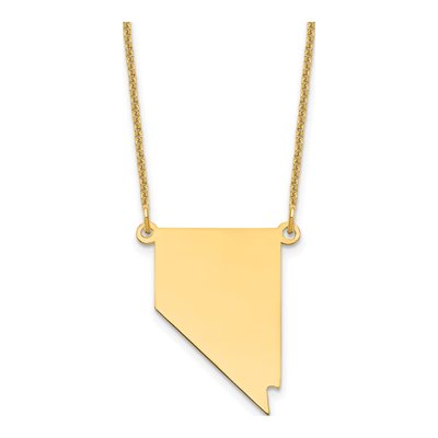 14K Yellow Gold Nevada State Pendant Necklace