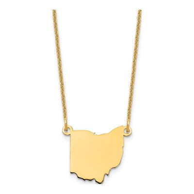 14K Yellow Gold Ohio State Pendant Necklace
