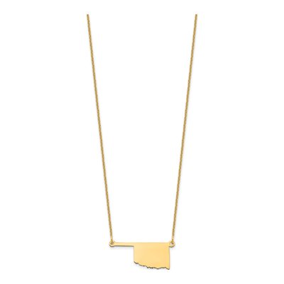 14K Yellow Gold Oklahoma State Pendant Necklace – view 2