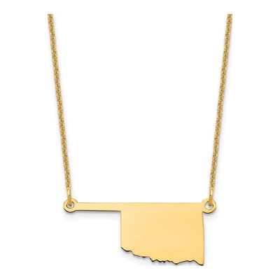 14K Yellow Gold Oklahoma State Pendant Necklace