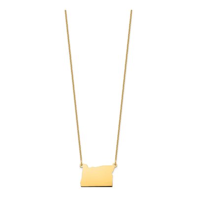 14K Yellow Gold Oregon State Pendant Necklace – view 2