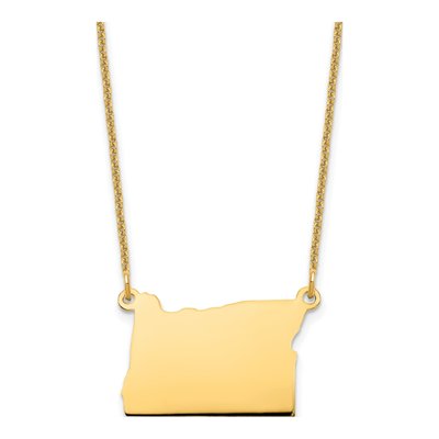 14K Yellow Gold Oregon State Pendant Necklace