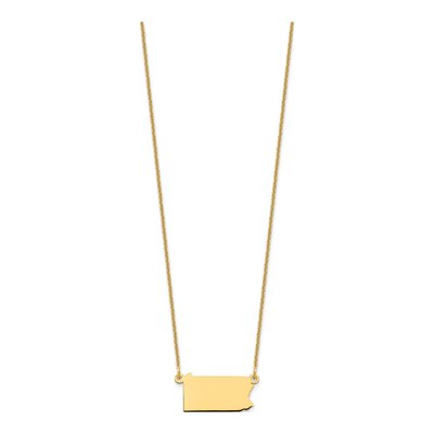 14K Yellow Gold Pennsylvania State Pendant Necklace – view 2