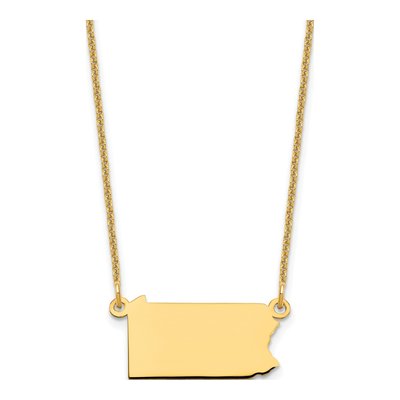 14K Yellow Gold Pennsylvania State Pendant Necklace