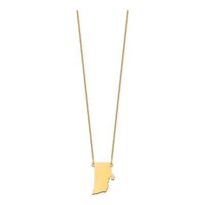14K Yellow Gold Rhode Island State Pendant Necklace – view 2