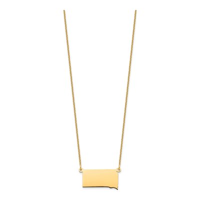14K Yellow Gold South Dakota State Pendant Necklace – view 2