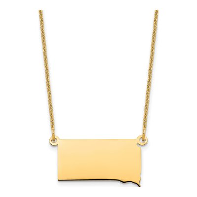 14K Yellow Gold South Dakota State Pendant Necklace