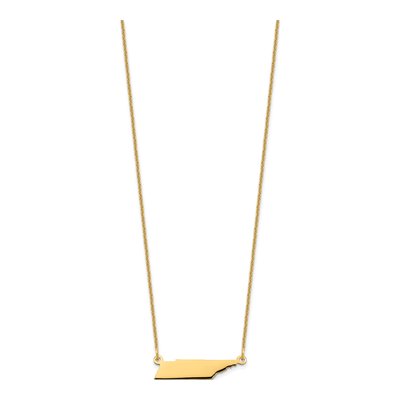14K Yellow Gold Tennessee State Pendant Necklace – view 2