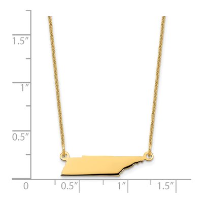 14K Yellow Gold Tennessee State Pendant Necklace – view 3