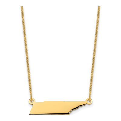 14K Yellow Gold Tennessee State Pendant Necklace