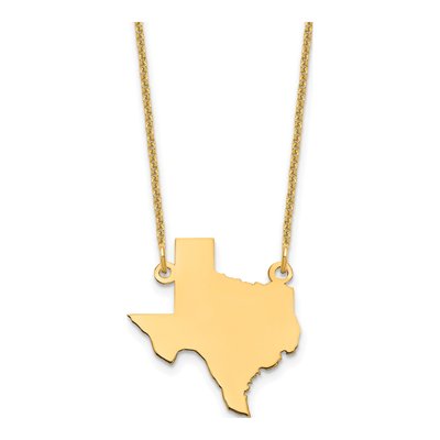 14K Yellow Gold Texas State Pendant Necklace
