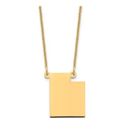 14K Yellow Gold Utah State Pendant Necklace