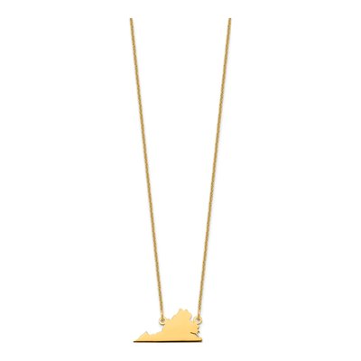 14K Yellow Gold Virginia State Pendant Necklace – view 2