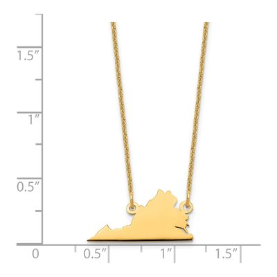 14K Yellow Gold Virginia State Pendant Necklace – view 3